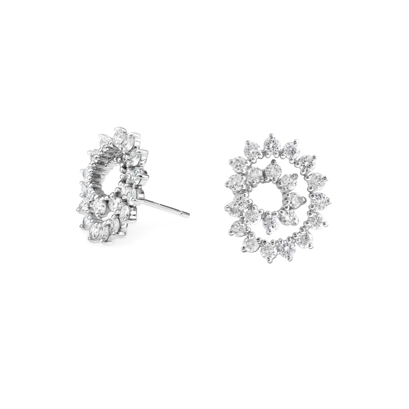 Natural Diamond Small Swirl Earrings in 14K White Gold – 1.85ctw