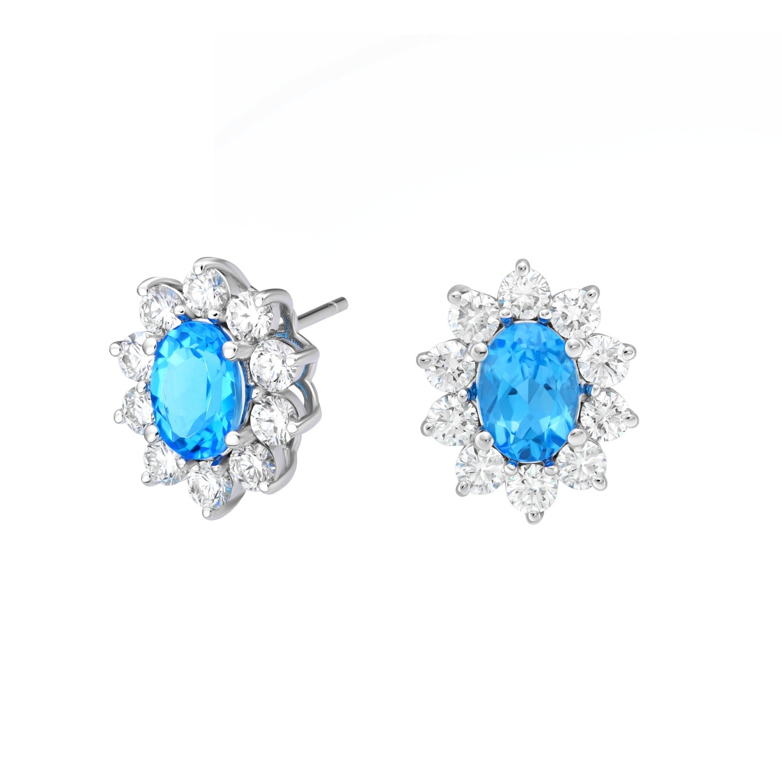 Multicolor Oval Halo Earrings