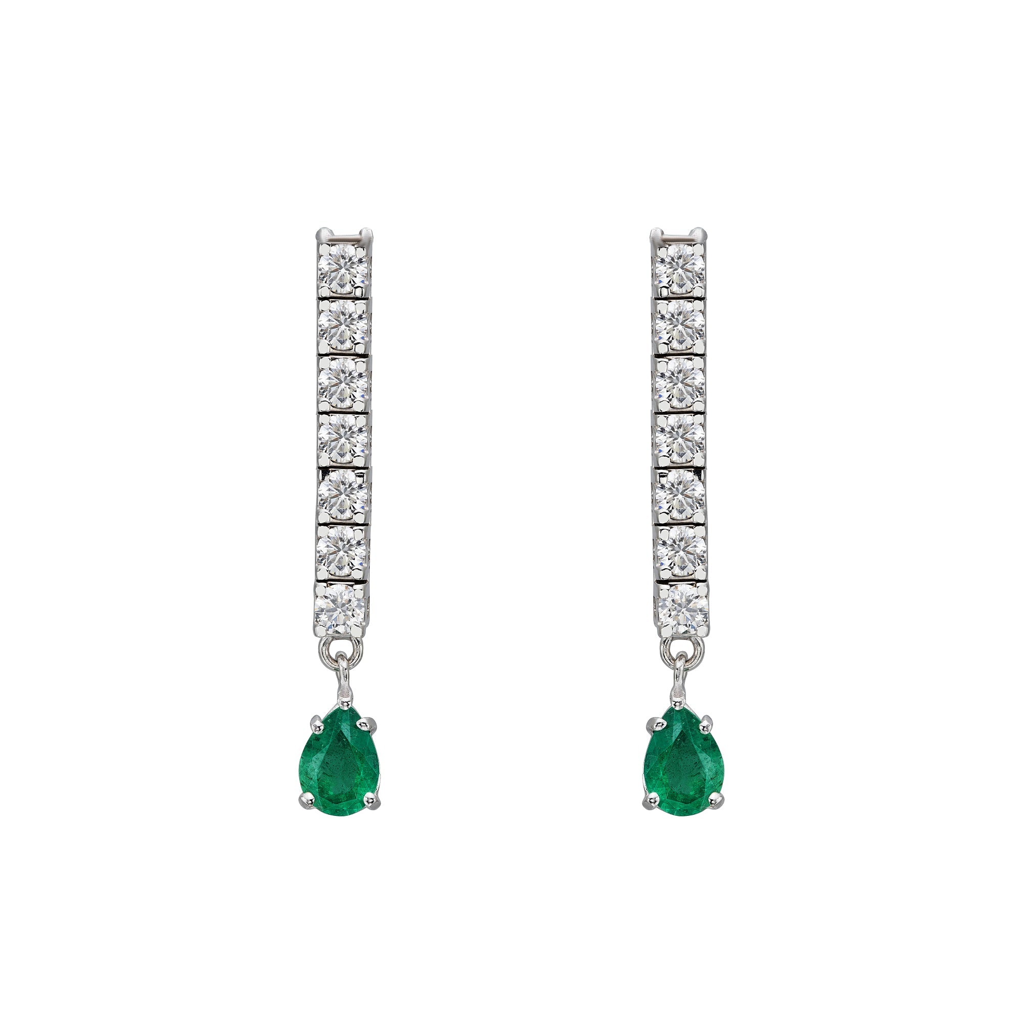 Diamond & Pear Emerald Drop Earrings
