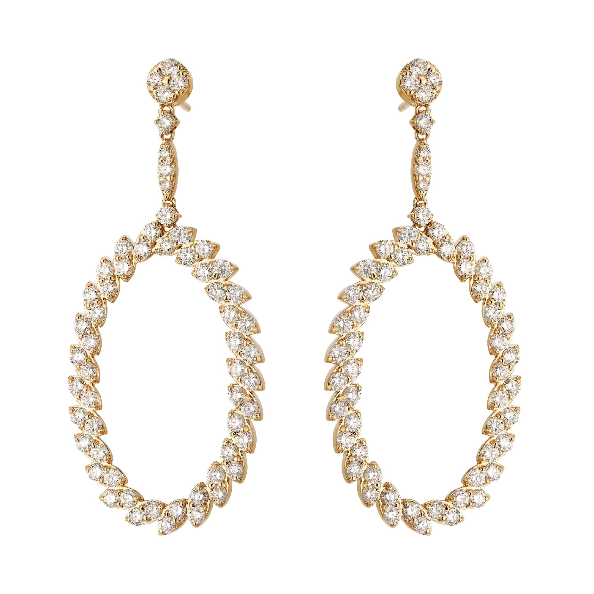 Diamond Open Oval Drop Earrings