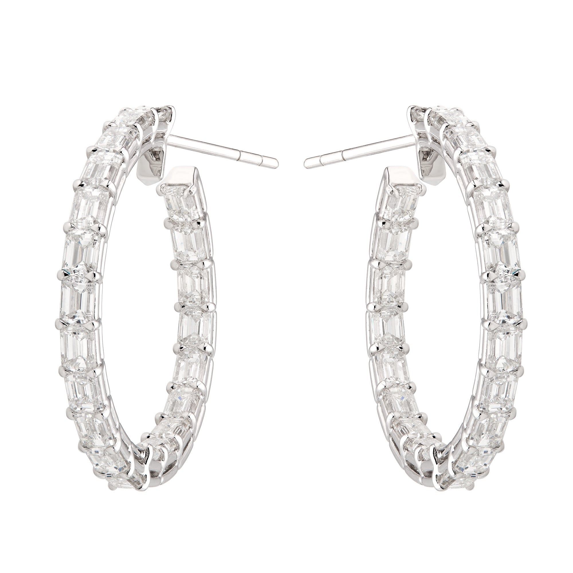 Emerald Cut Diamond Hoops