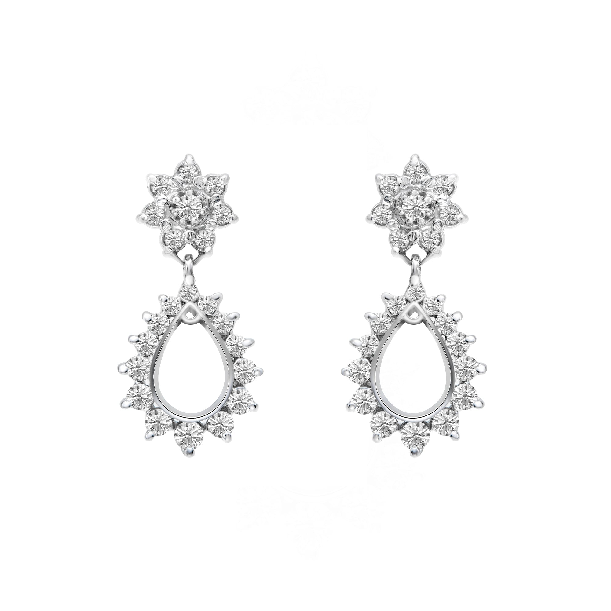 Flower Top Pear Outline Earrings