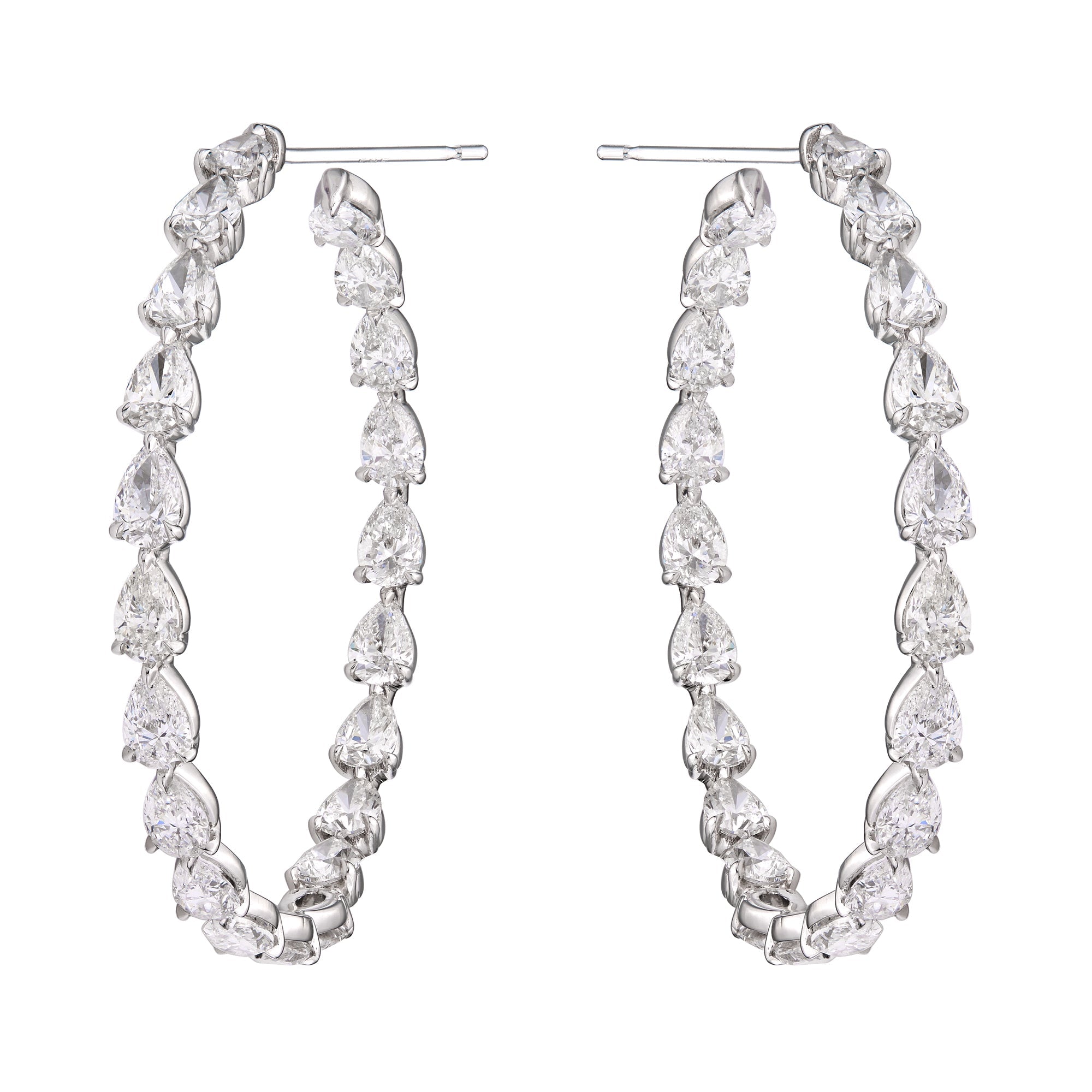 Pear Diamond Hoops