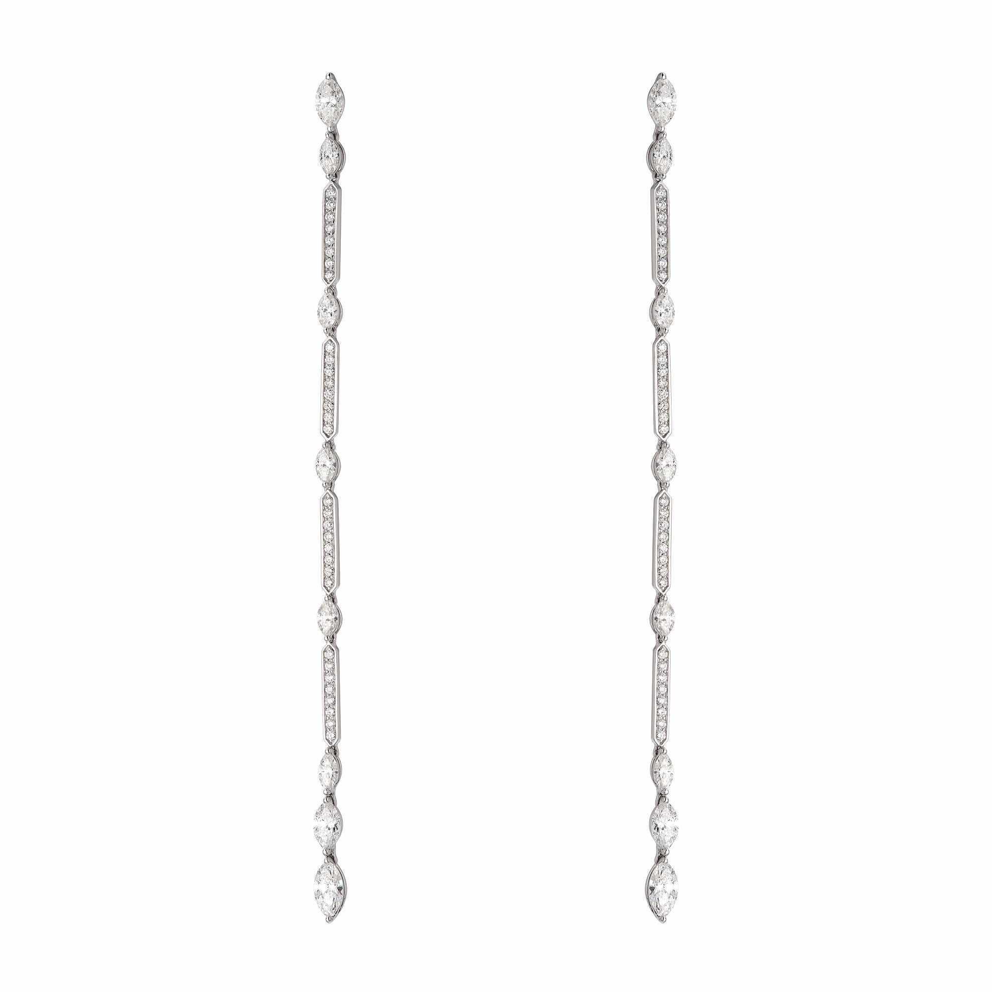 Marquise & Round One Line Drop Earrings