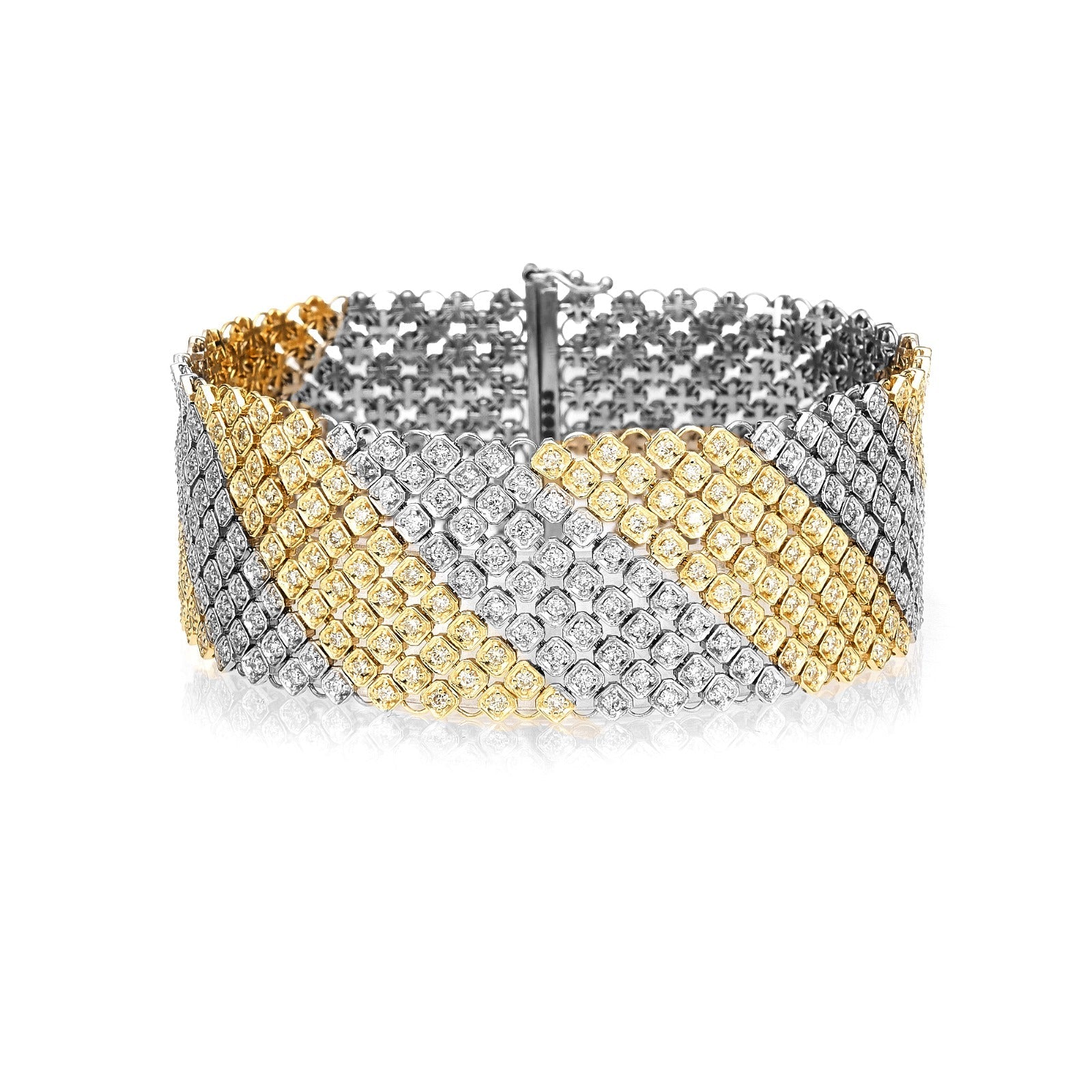 Two Tone Diamond Cuff Bracelet