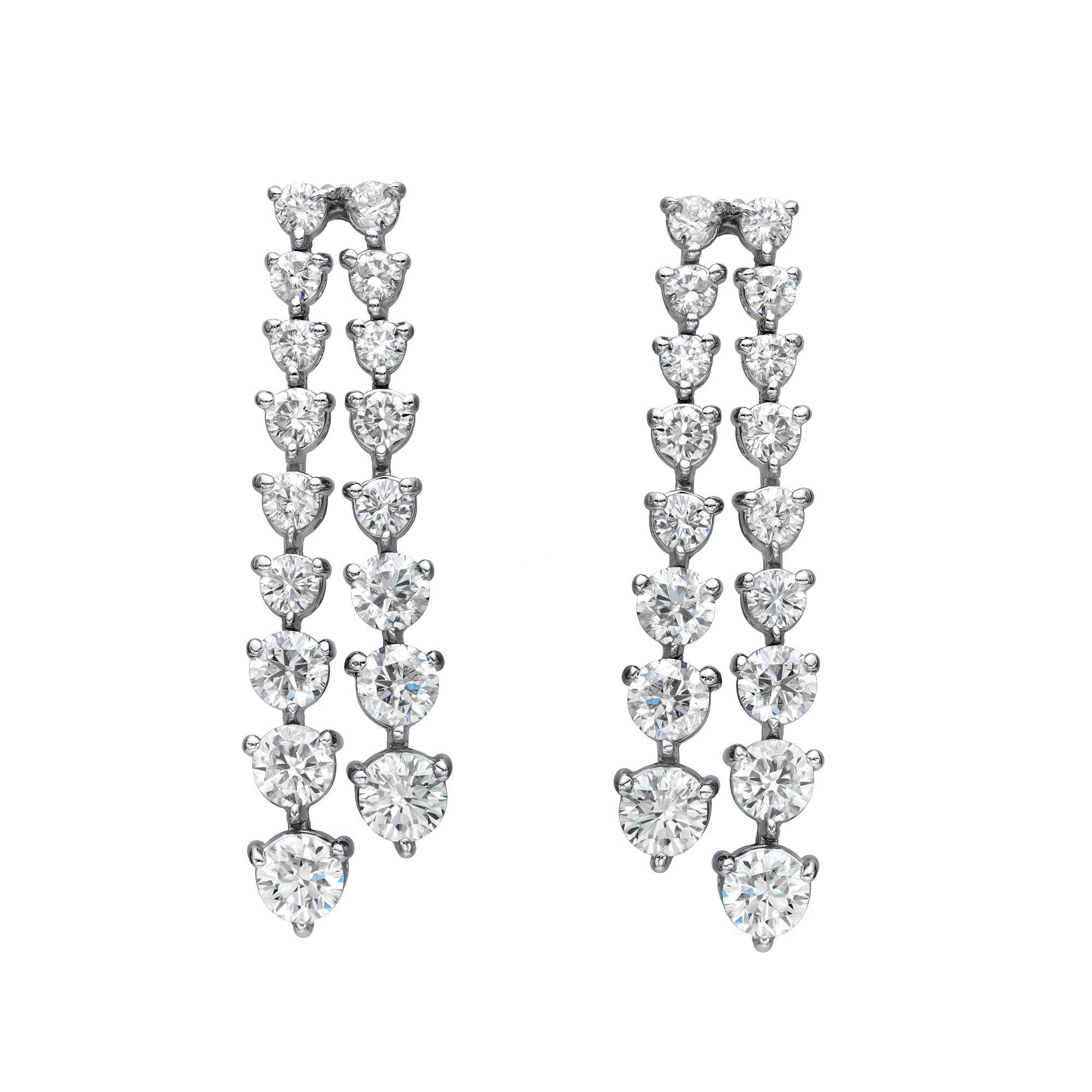 Double Line Three Prong Graduated Drop Earrings