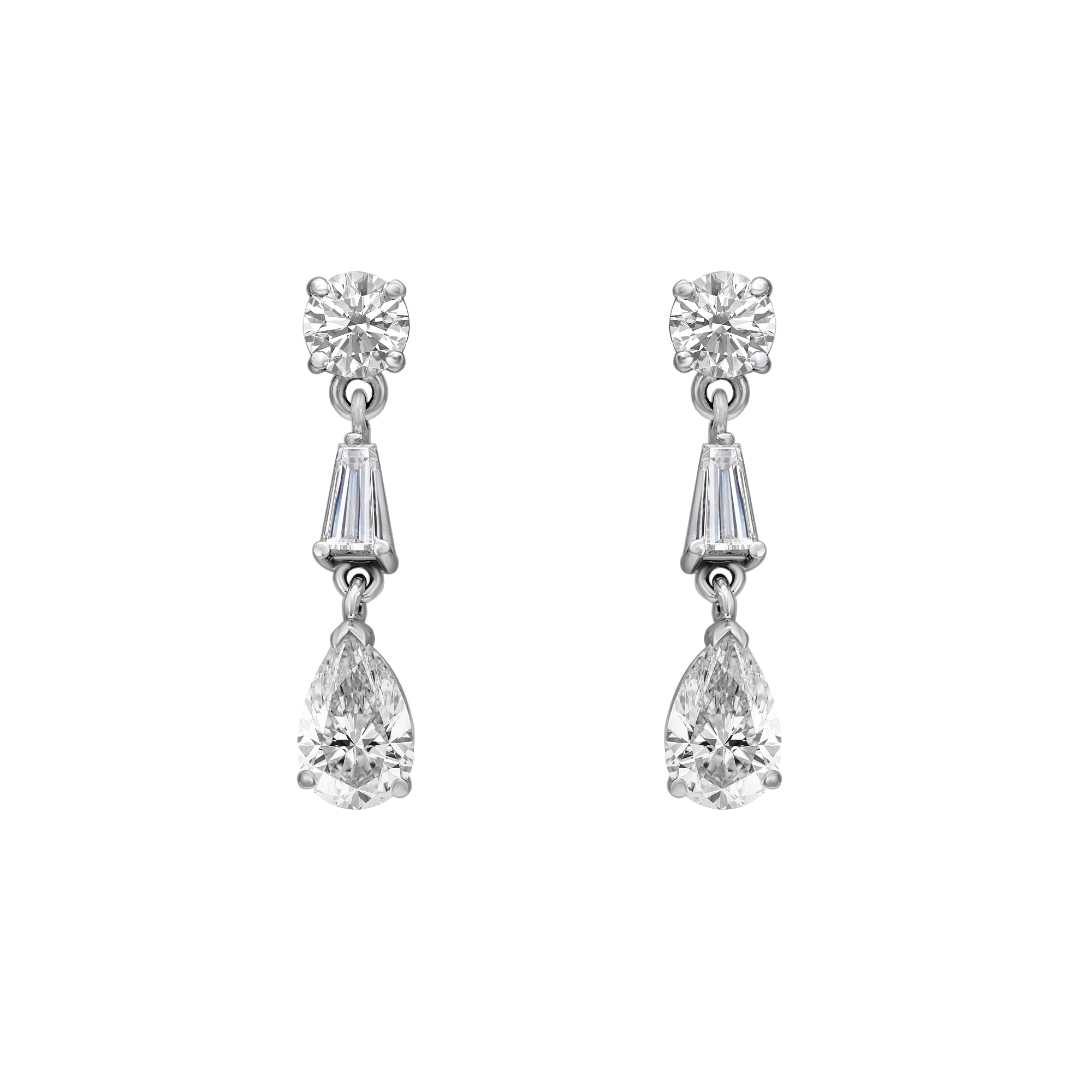 Pear & Baguette Drop Earrings