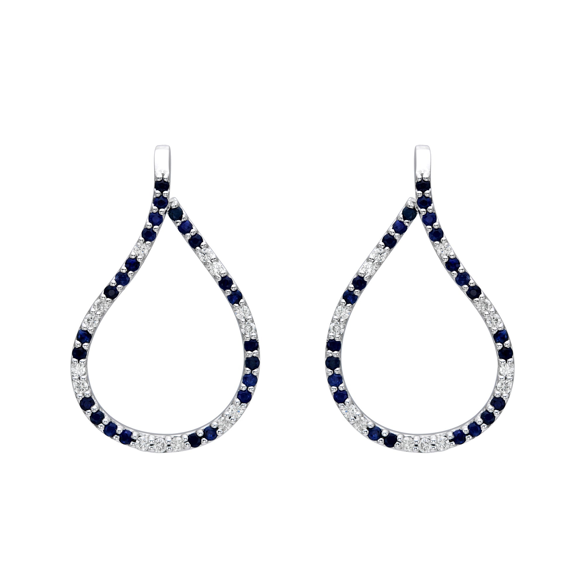 Teardrop Alternating Diamond & Sapphire Earrings