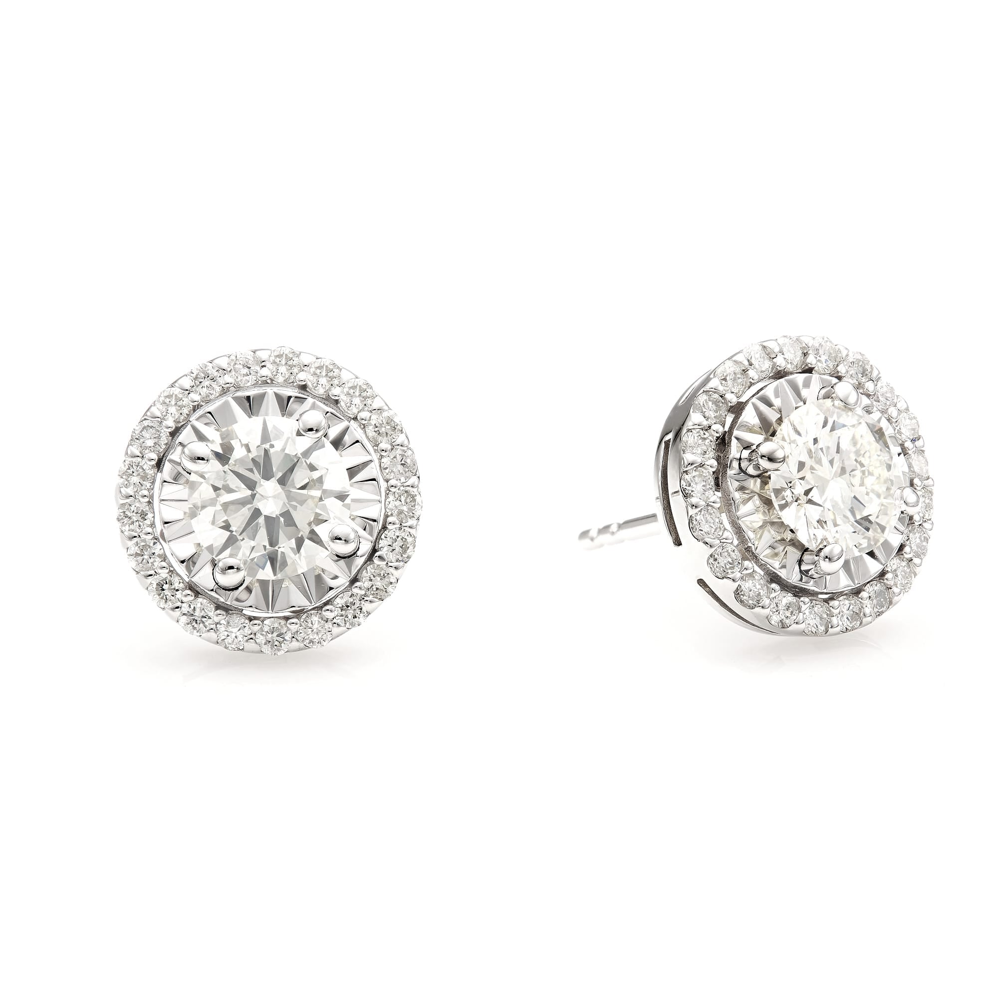 Stud Center Halo Illusion Stud Earrings
