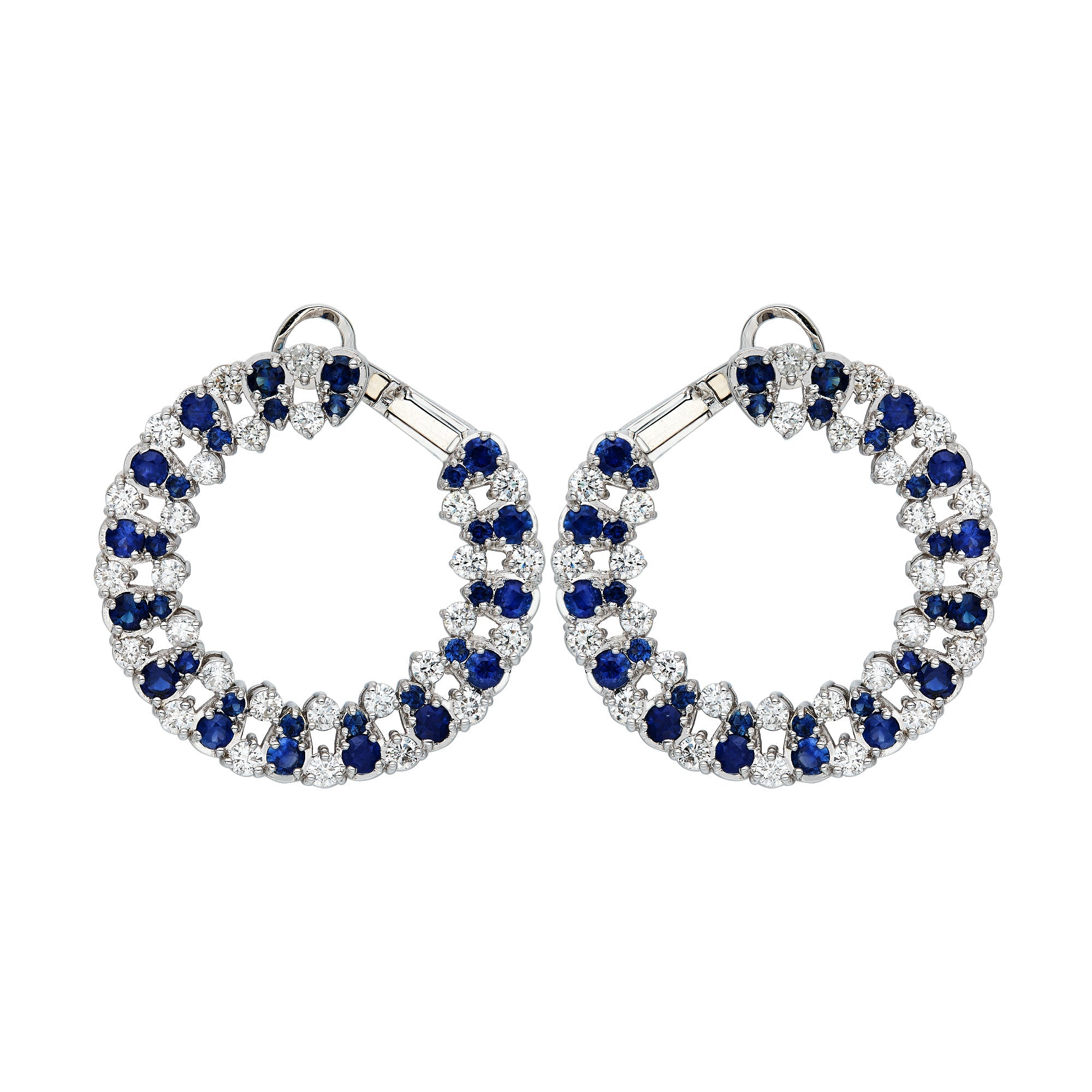 Round Sapphire & Diamond Front Hoops