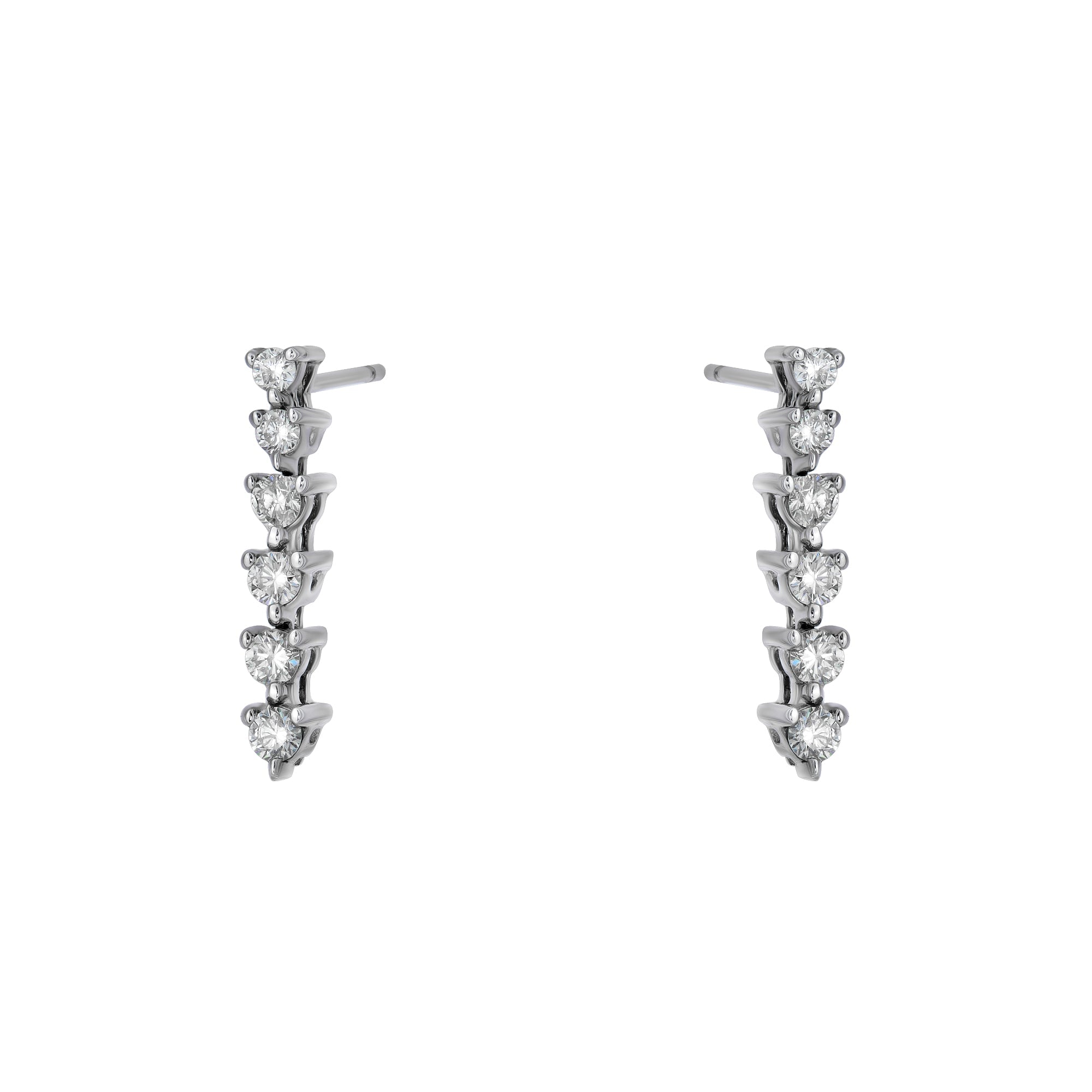 Graduated One Line Drop 3 Prong Earrings