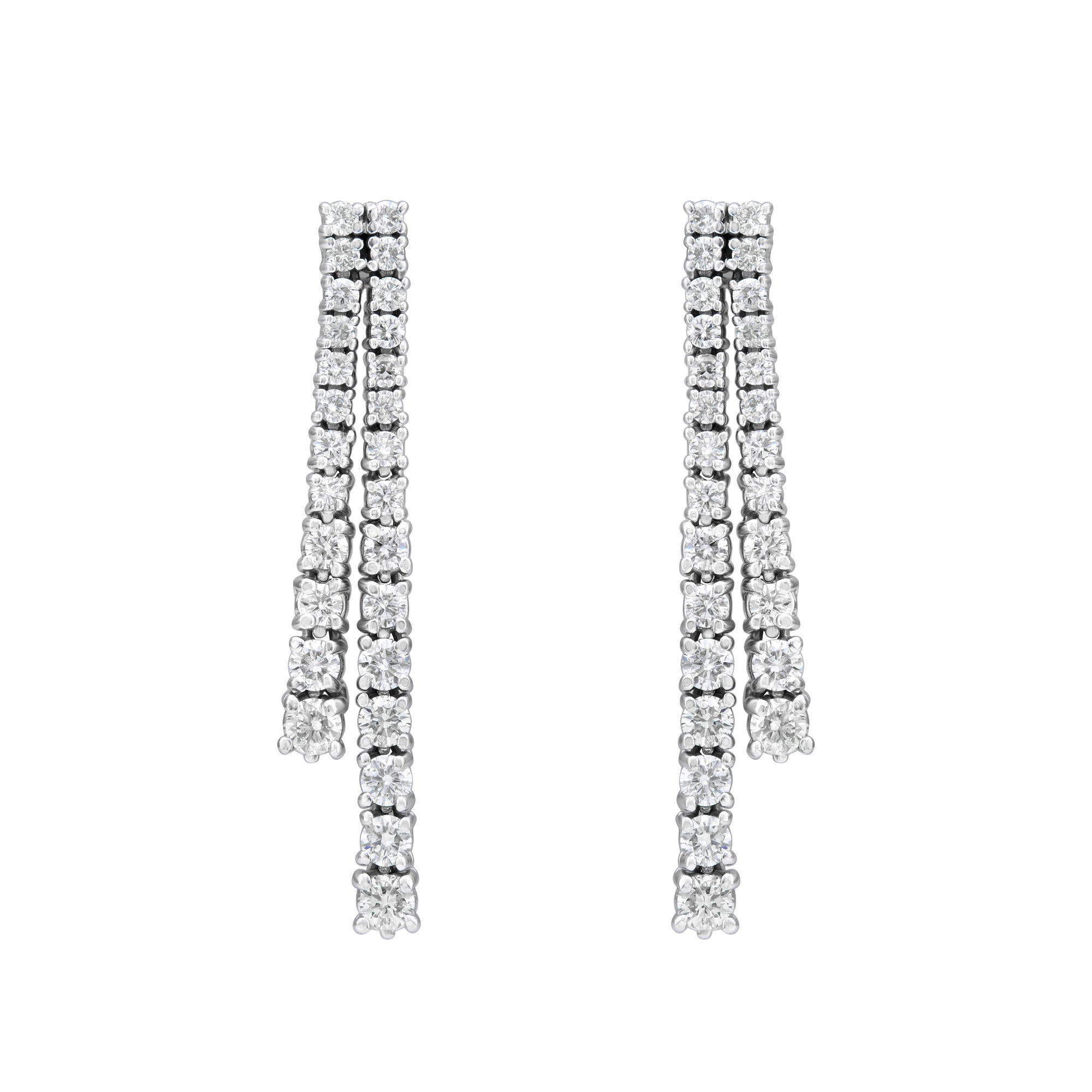Double Line Four Prong Graduated Drop Earrings
