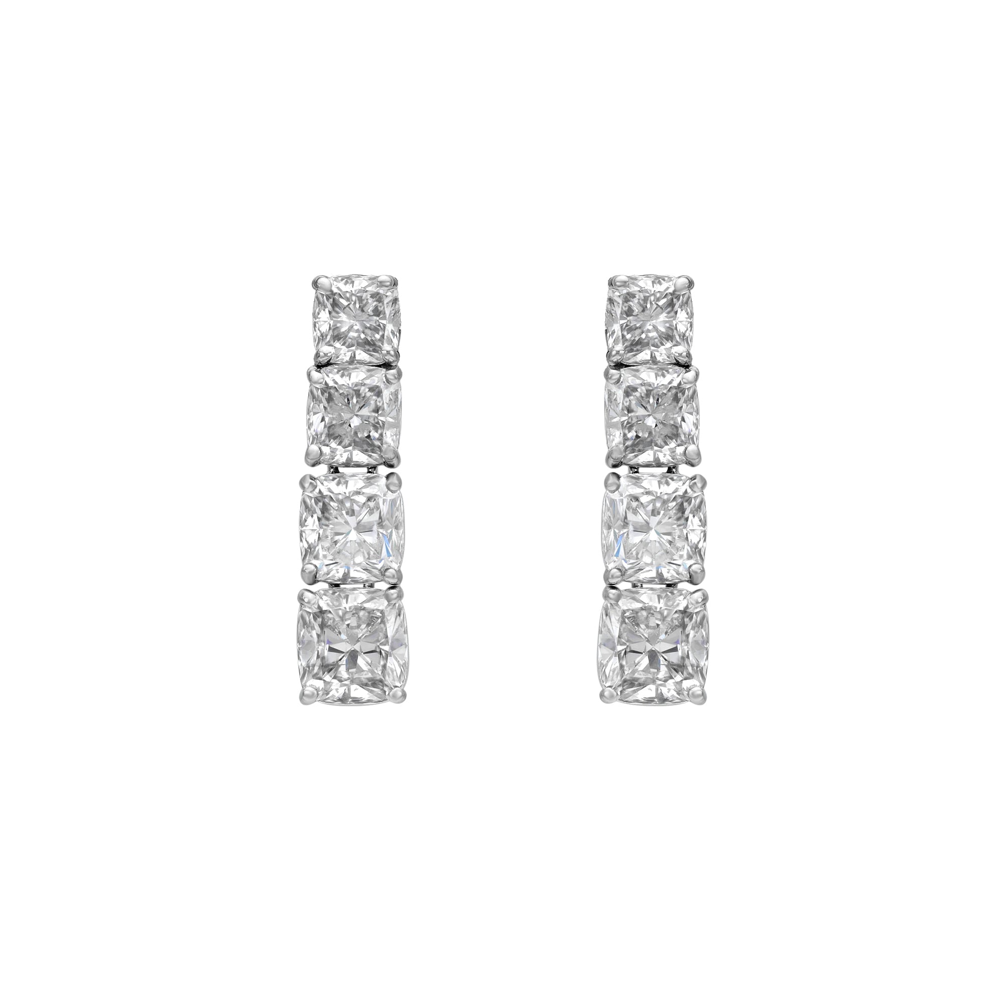 One Line Cushion Graduated Drop Earrings