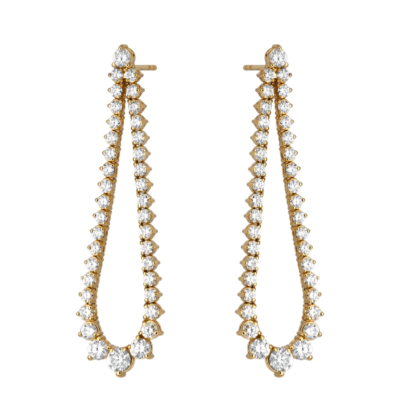 Natural Diamond Graduating Drop Earrings in 14K Gold – 3.53ctw