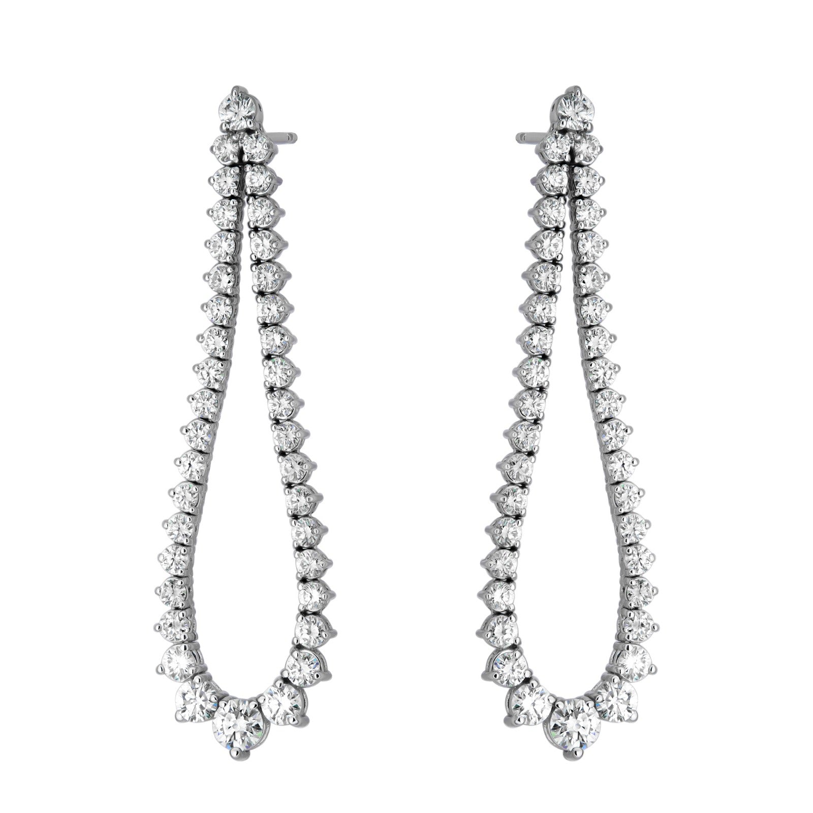 Natural Diamond Graduating Drop Earrings in 14K Gold – 3.53ctw