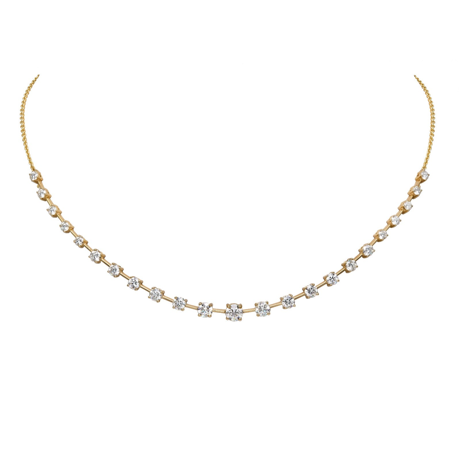 Natural Diamond Spaced Riviera Pendant Necklace in 14K Gold – 3.43ctw