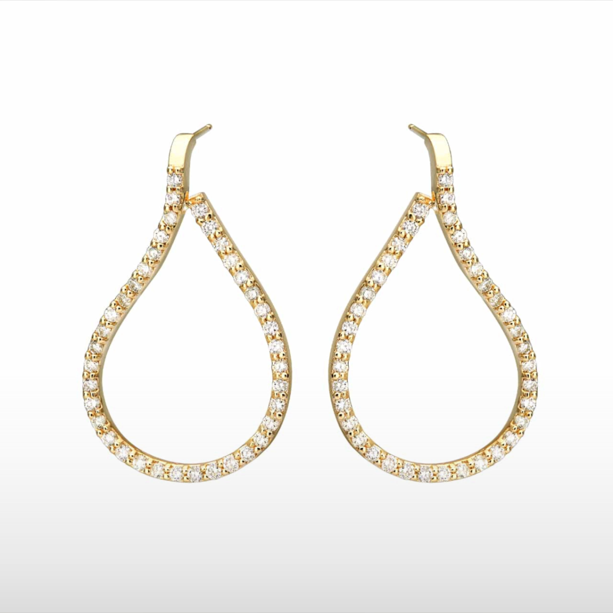 Natural Diamond Front Profile Hoop Earrings in 14K Yellow Gold – 1.67ctw