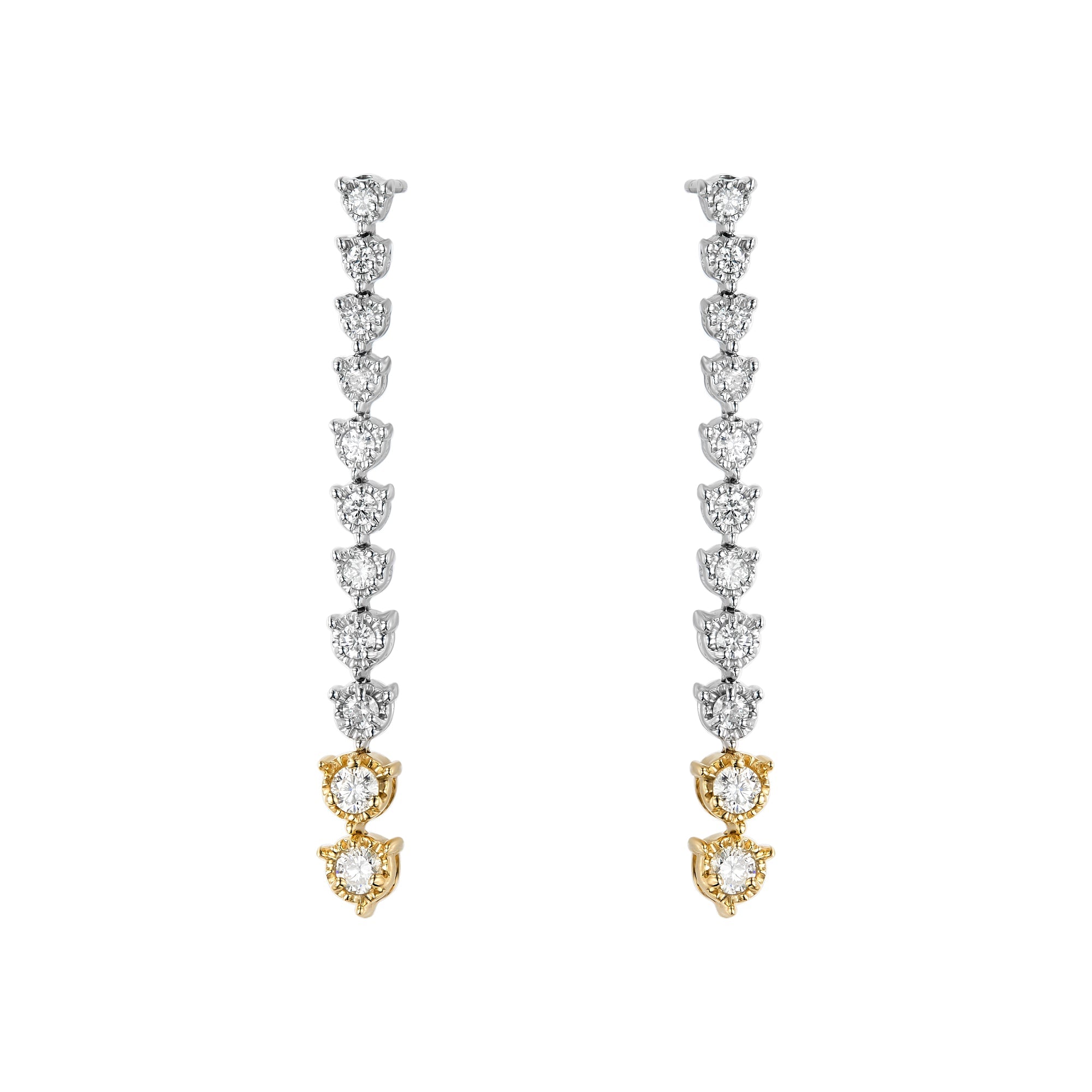 Two Tone One Line Graduated Illusion Drop Earrings