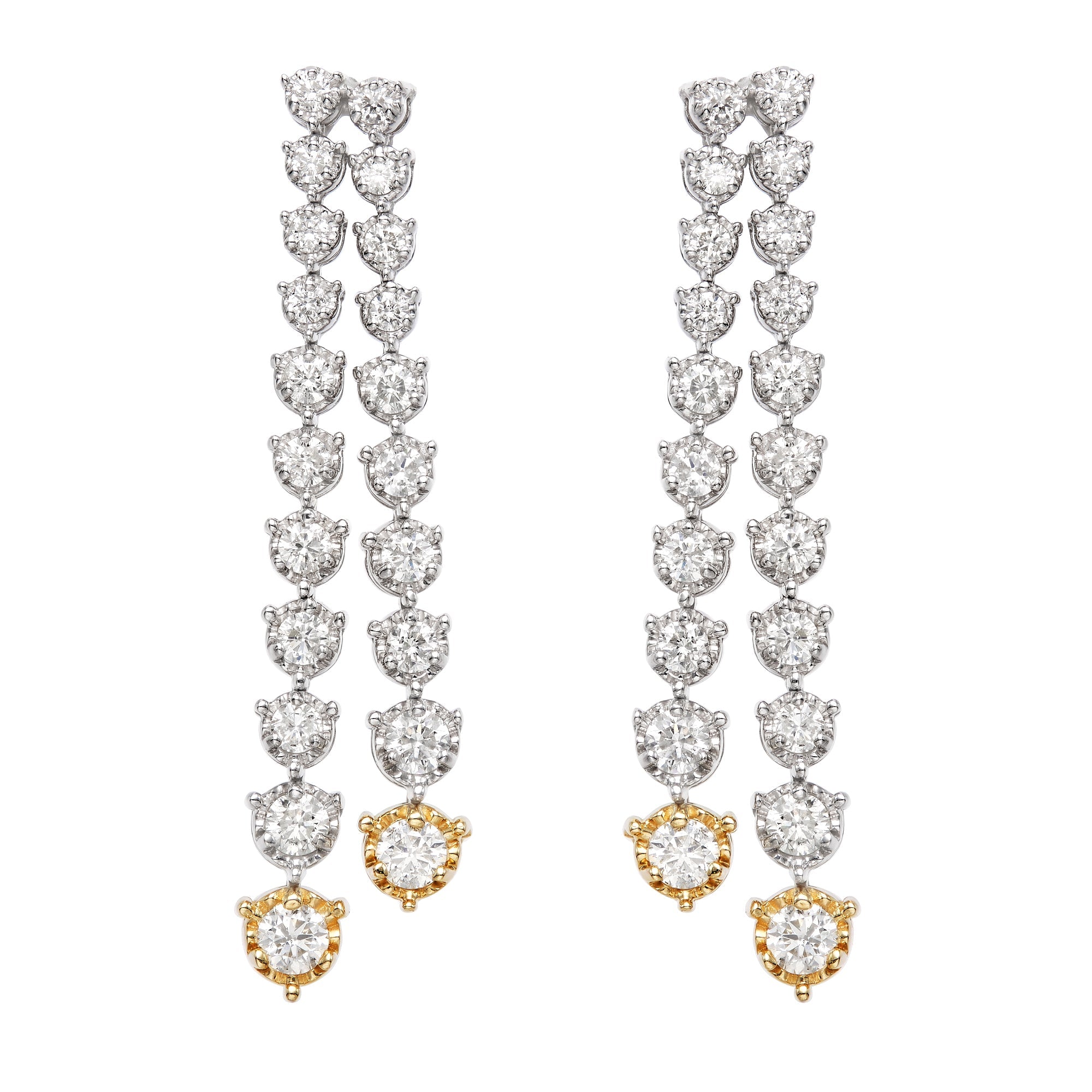 Two Tone Illusion Graduated Double Line Drop Earrings
